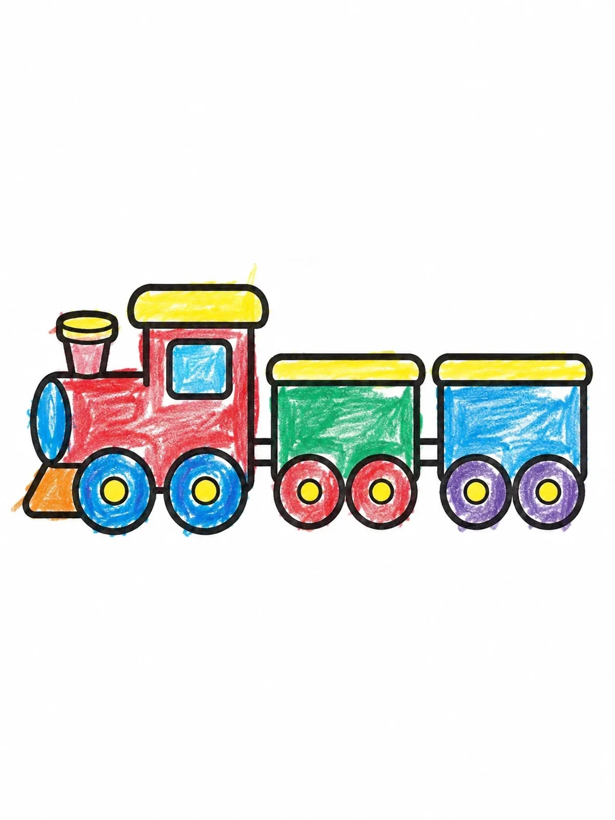 Colored example of the Simple Toy Train With Wagons coloring page
