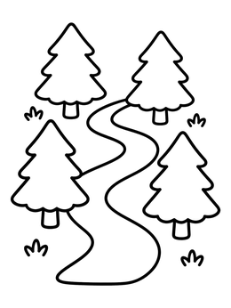 Free printable Simple Trail Through Pine Trees coloring page