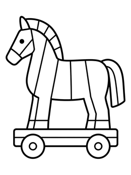 Free printable Simple Wooden Trojan Horse On Wheels coloring page
