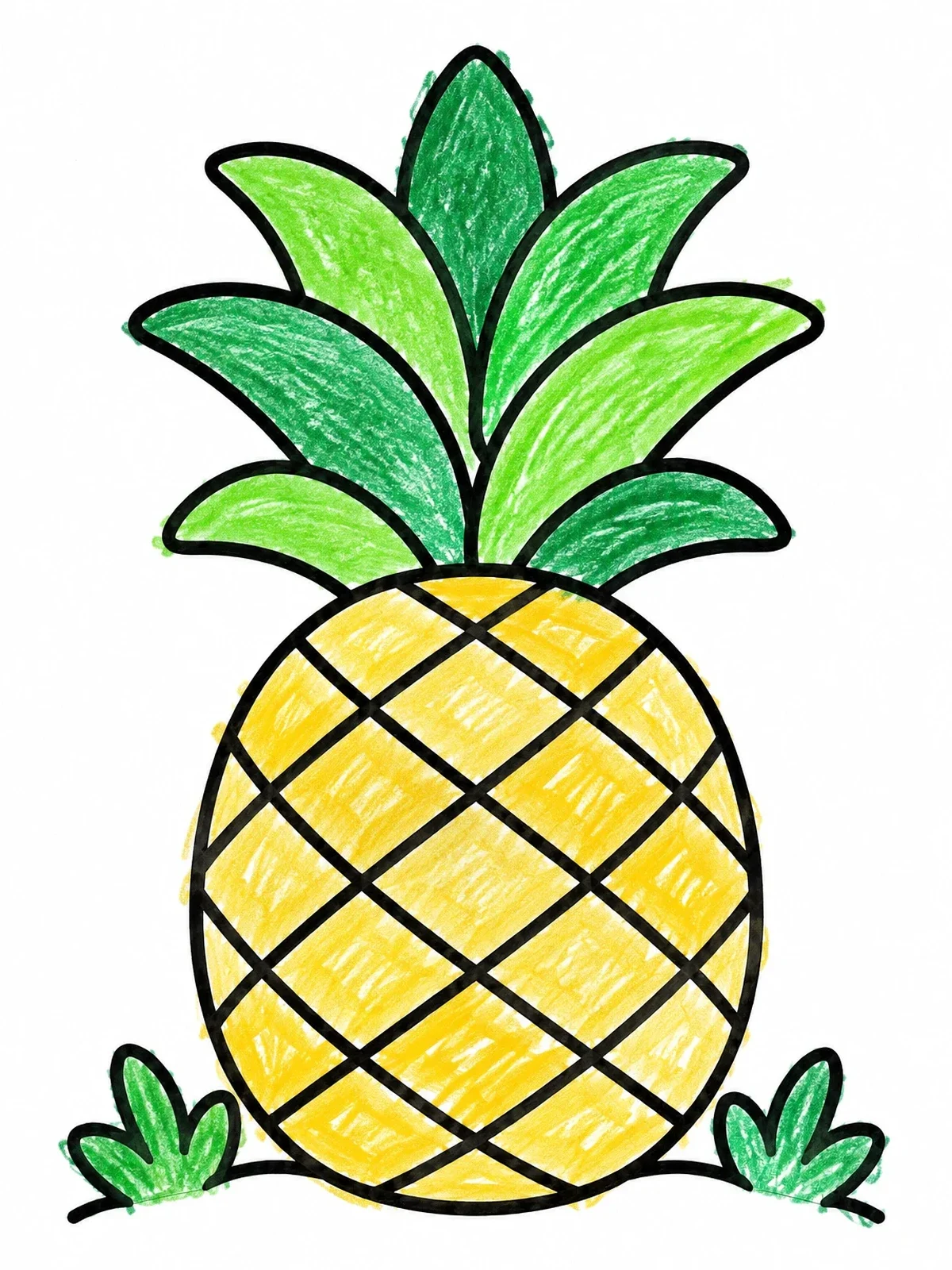 Colored example of the Simple Tropical Pineapple coloring page