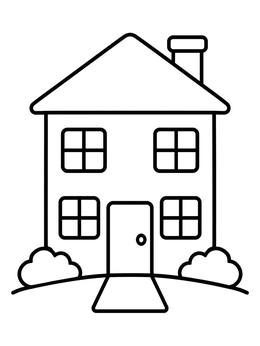 Free printable Simple Two Story Family House coloring page
