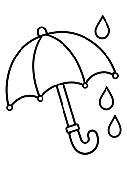 Free printable Simple Umbrella And Falling Raindrops coloring page