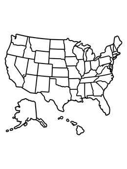 Free printable Simple United States Map Outline coloring page