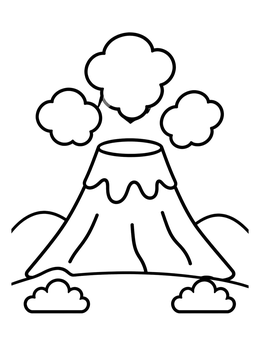 Free printable Simple Volcano With Smoke Clouds coloring page