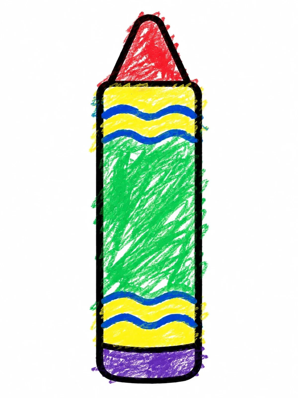 Colored example of the Simple Wax Crayon With Wavy Pattern coloring page