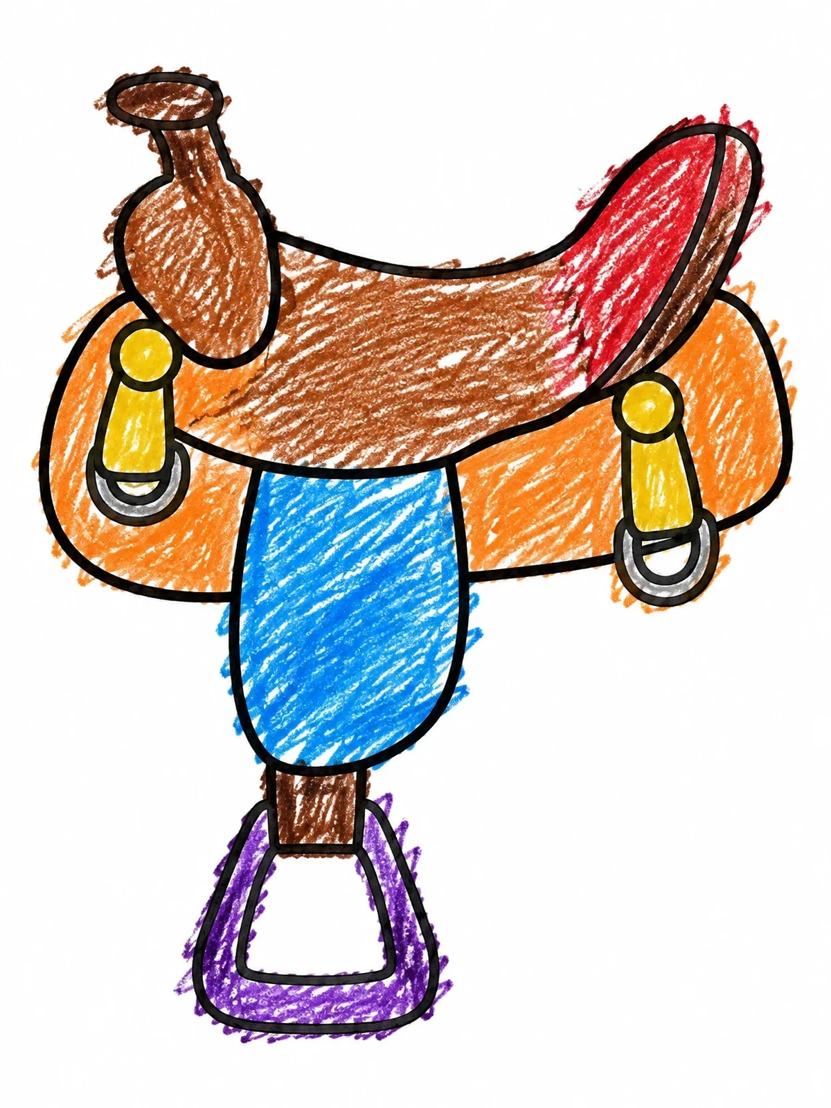 Colored example of the Simple Western Horse Saddle coloring page