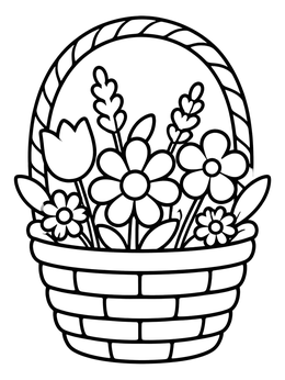 Free printable Simple Wicker Flower Basket coloring page