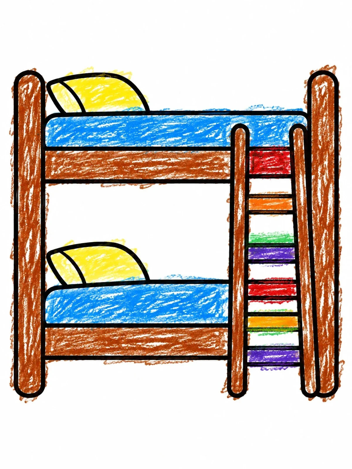 Colored example of the Simple Wooden Bunk Bed coloring page
