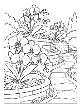 Free printable Singapore Botanic Orchid Garden Walkway coloring page