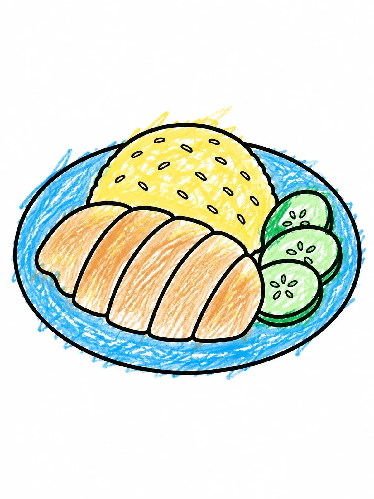 Colored example of the Plate Of Hainanese Chicken Rice coloring page