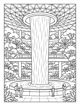 Free printable Jewel Rain Vortex Waterfall coloring page