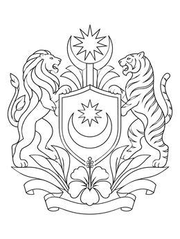Free printable Singapore Emblem With Lion And Tiger coloring page