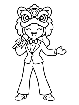 Free printable Singer In Lion Headdress And Tuxedo coloring page