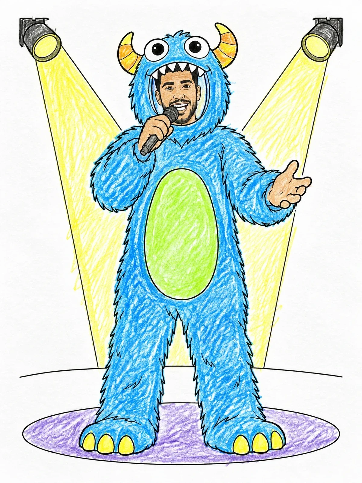 Colored example of the Singer In Monster Costume On Stage coloring page