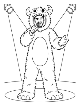 Free printable Singer In Monster Costume On Stage coloring page
