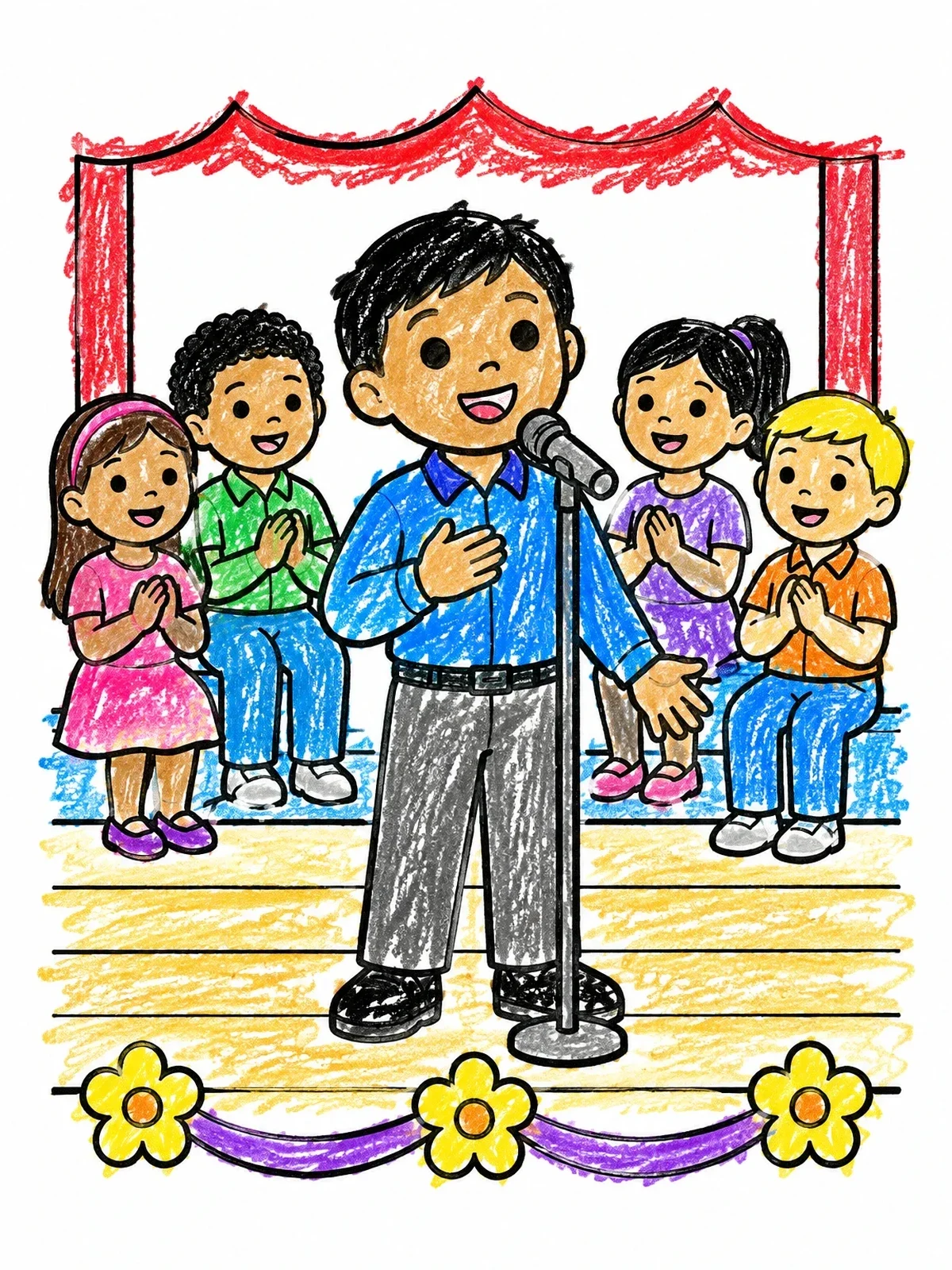 Colored example of the School Choir Solo Performance coloring page