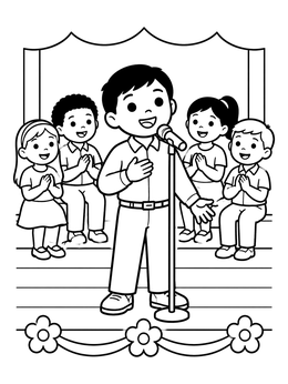 Free printable School Choir Solo Performance coloring page