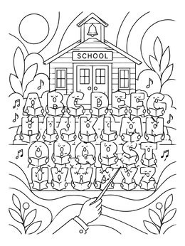 Free printable Singing Alphabet Outside The Schoolhouse coloring page