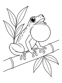 Free printable Singing Coquí On Bamboo Branch coloring page