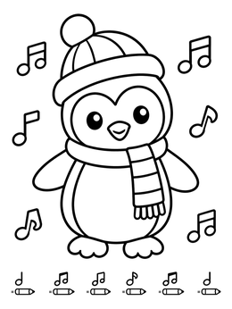 Free printable Singing Penguin In Winter Clothes coloring page