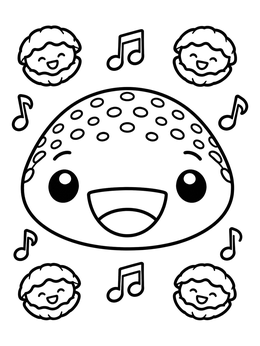 Free printable Cute Singing Whale Shark And Clams coloring page