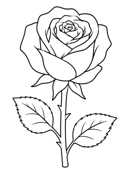 Free printable Single Blooming Rose Blossom coloring page
