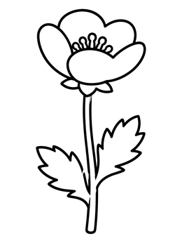 Free printable Single Buttercup Flower On Stem coloring page