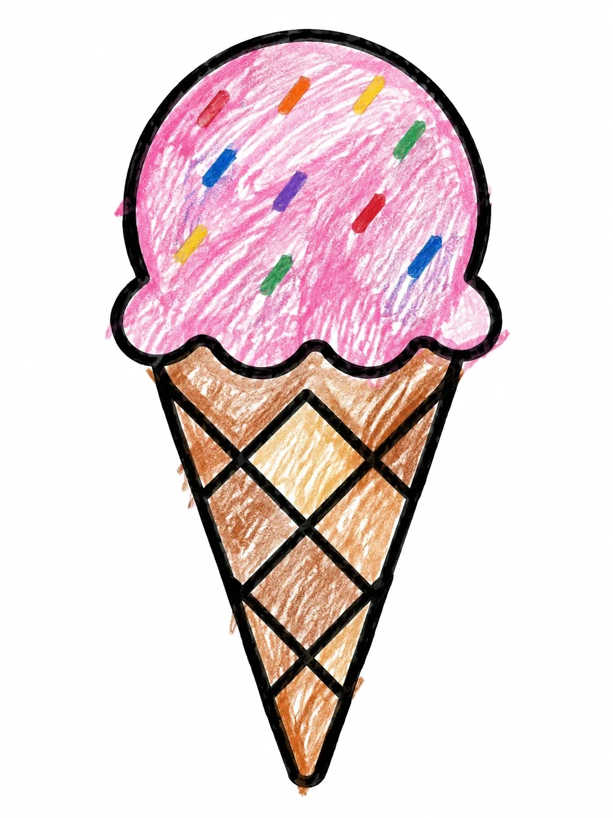 Colored example of the Single Ice Cream Cone Outline coloring page