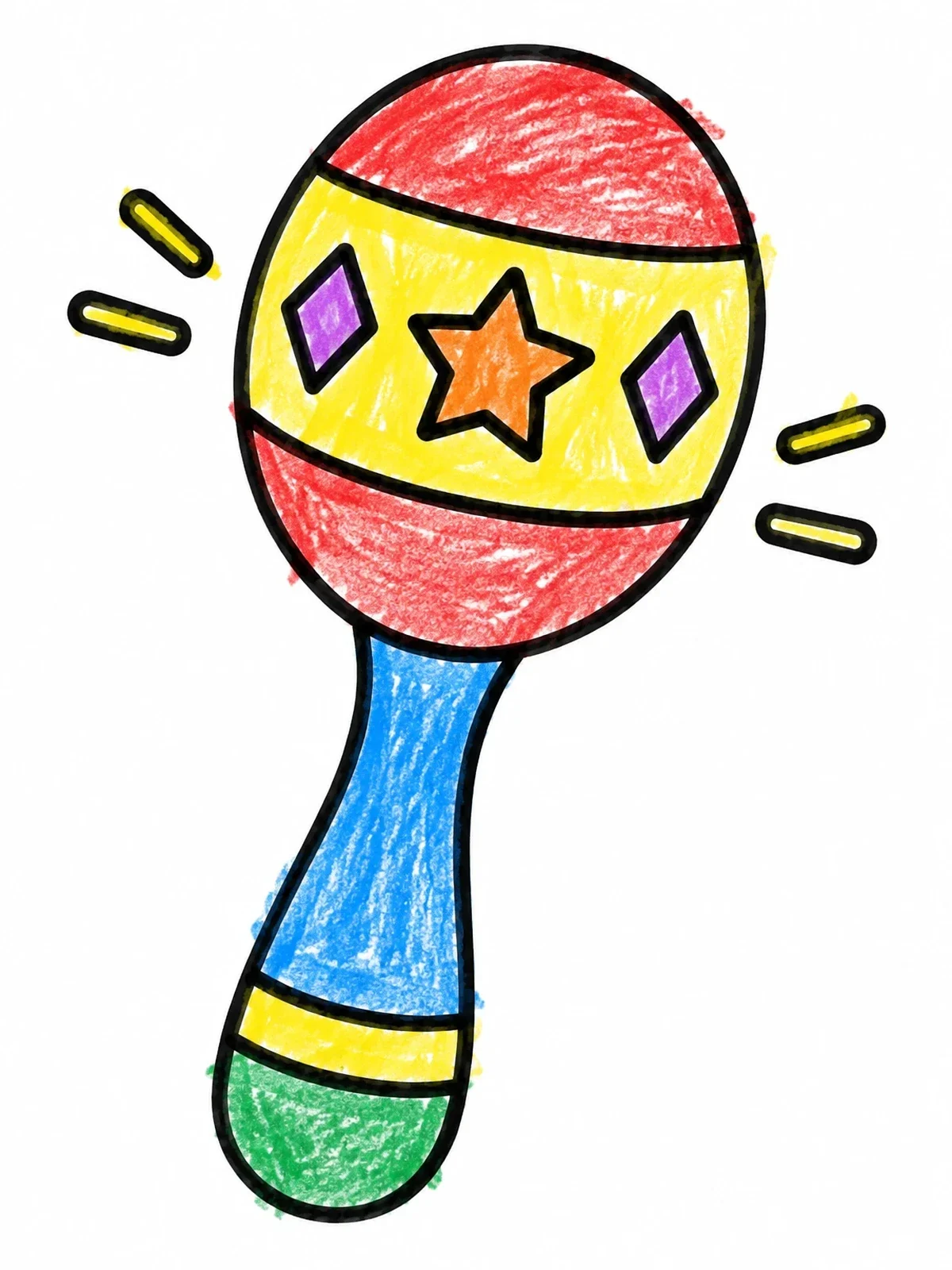 Colored example of the Single Maraca With Star Pattern coloring page