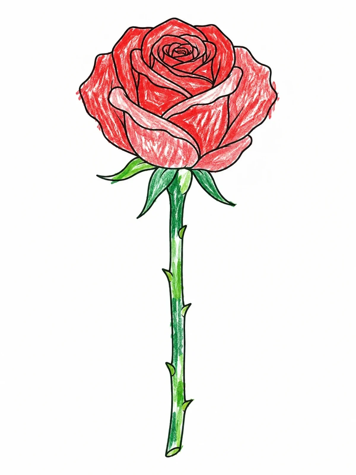 Colored example of the Single Stemmed Rose Bloom coloring page