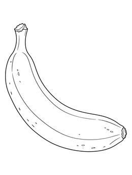 A realistic banana coloring page showing a single unpeeled curved fruit.
