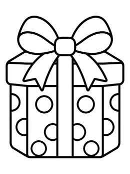 Free printable Polka Dot Gift Box With Bow coloring page
