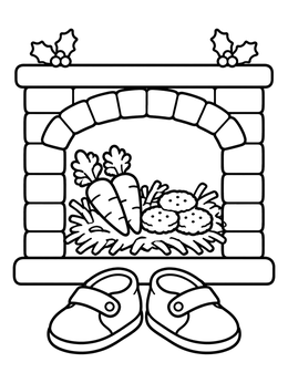Free printable Sinterklaas Shoes By The Fireplace coloring page