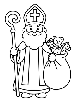 Free printable Sinterklaas With Staff And Toy Sack coloring page
