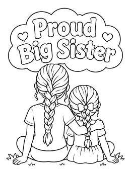 Free printable Proud Big Sister And Little Sister coloring page