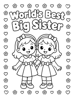 Free printable Twin Sisters World's Best Big Sister coloring page