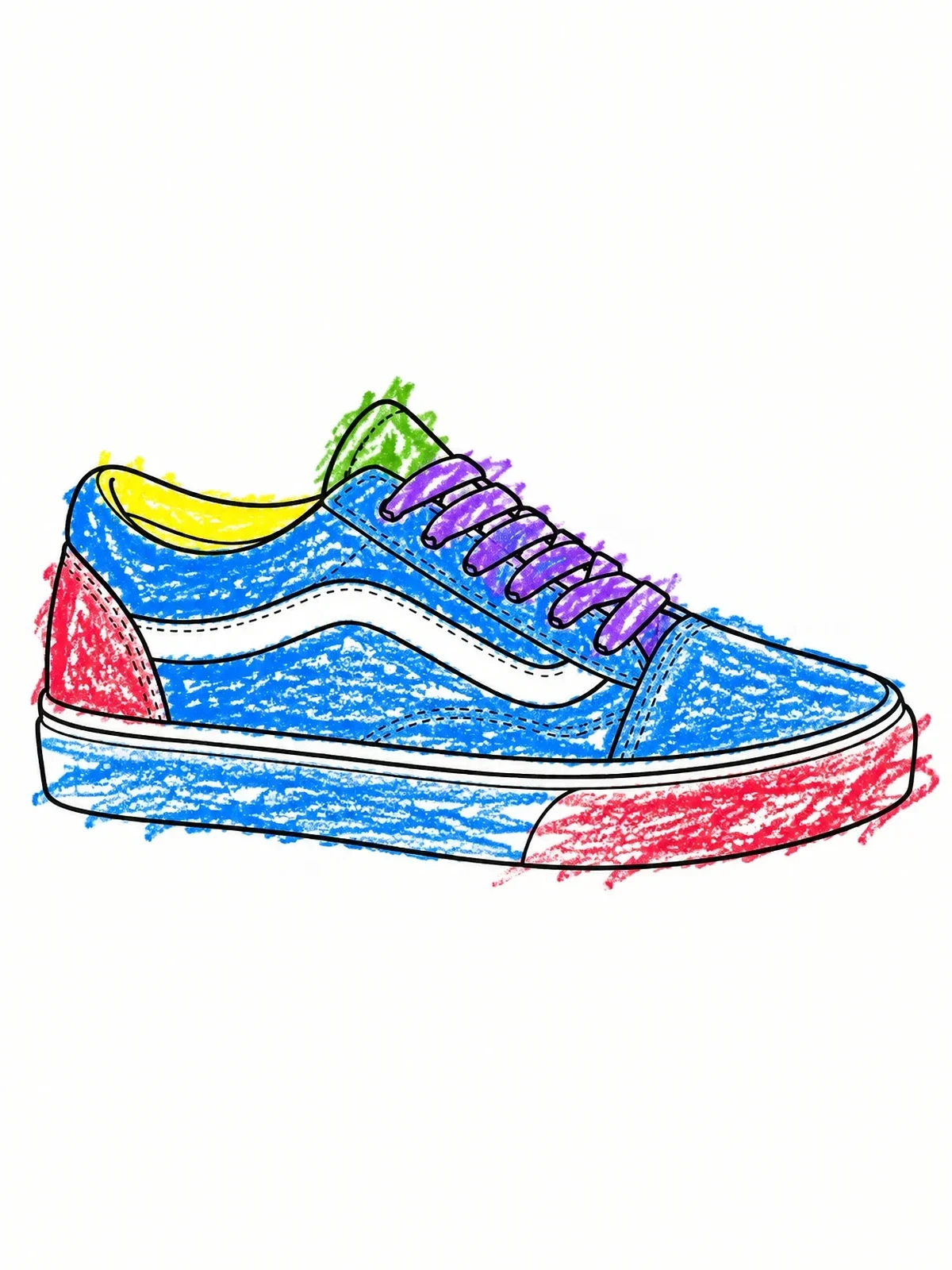 Colored example of the Classic Canvas Skate Shoe coloring page