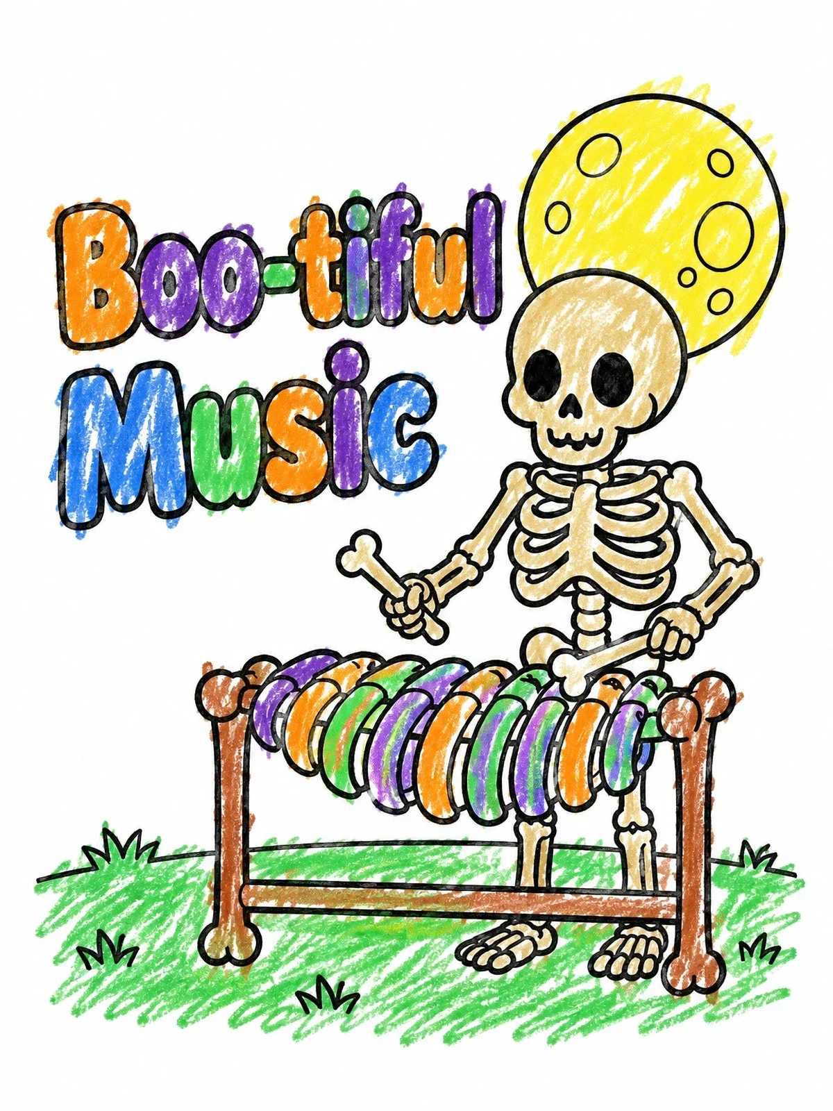 Colored example of the Skeleton Playing Bone Xylophone coloring page