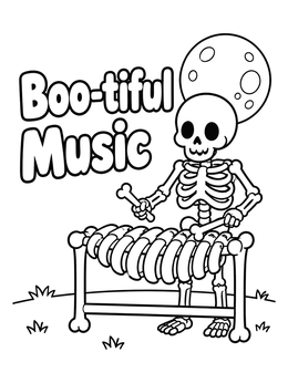 Free printable Skeleton Playing Bone Xylophone coloring page