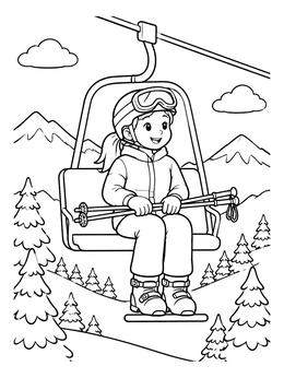 Free printable Girl On Ski Chairlift coloring page