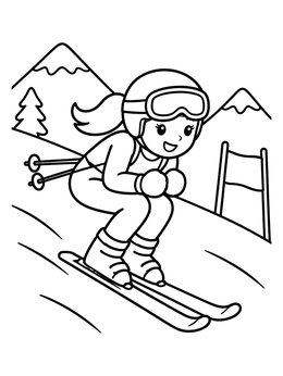Free printable Young Skier Racing Downhill coloring page