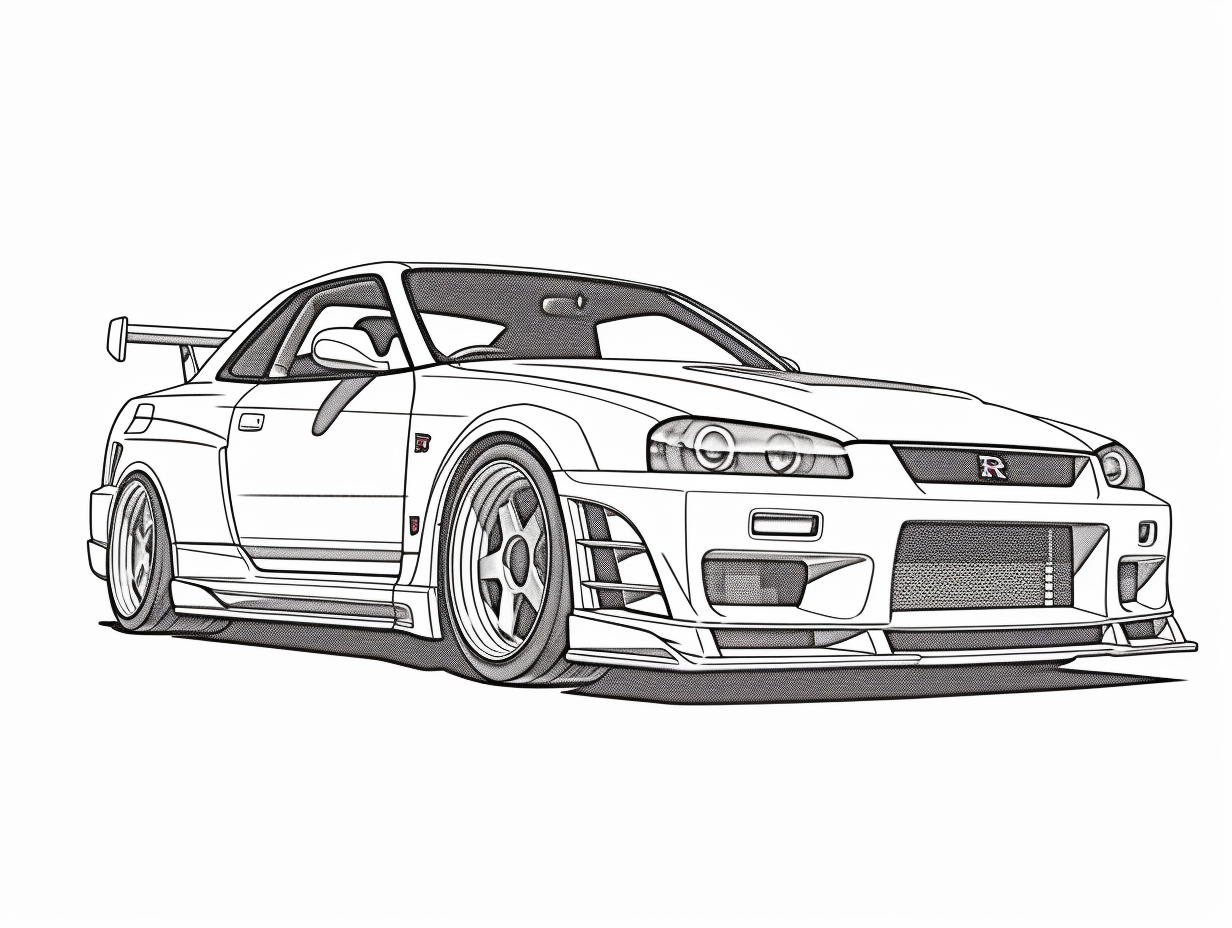 Skillful Drift Car Coloring Design - Coloring Page