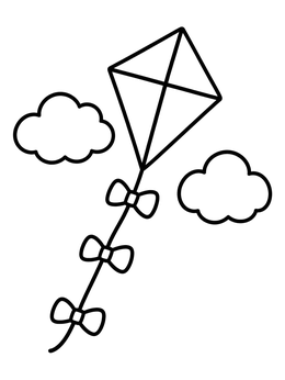 Free printable Kite Flying In The Clouds coloring page
