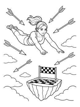 Free printable Sky Parkour Dive To The Finish coloring page
