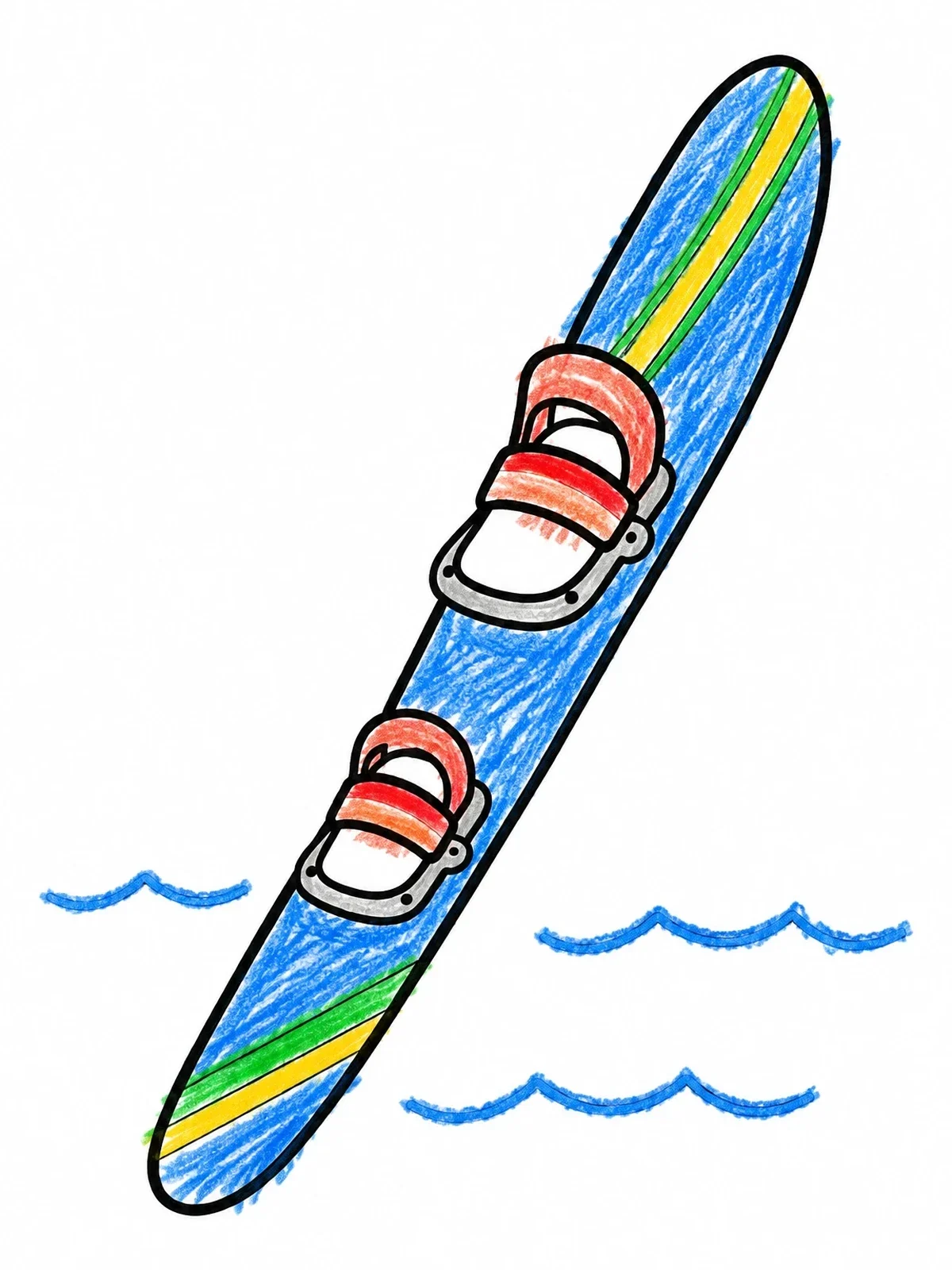 Colored example of the Slalom Water Ski With Bindings coloring page