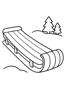 Free printable Classic Wooden Sled On Snowy Hill coloring page