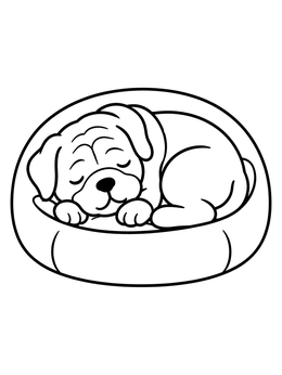 Free printable Sleeping American Bulldog Puppy In Bed coloring page