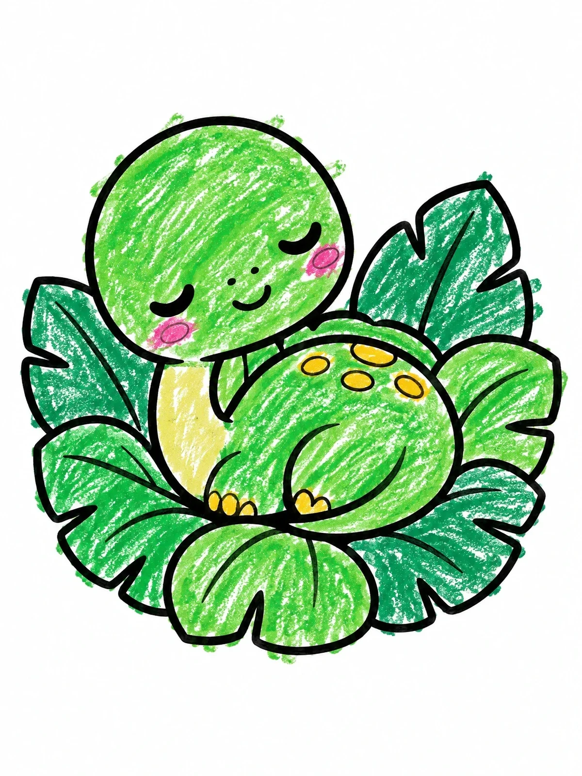 Colored example of the Sleeping Baby Brachiosaurus In Leaf Nest coloring page