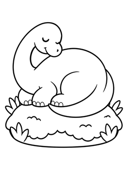 Free printable Sleeping Baby Brontosaurus On Mound coloring page