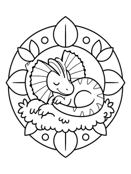 Free printable Sleeping Baby Dilophosaurus In Frame coloring page